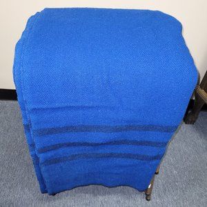 Beautiful blue multi black strip Mac Ausland's - PEI wool blanket